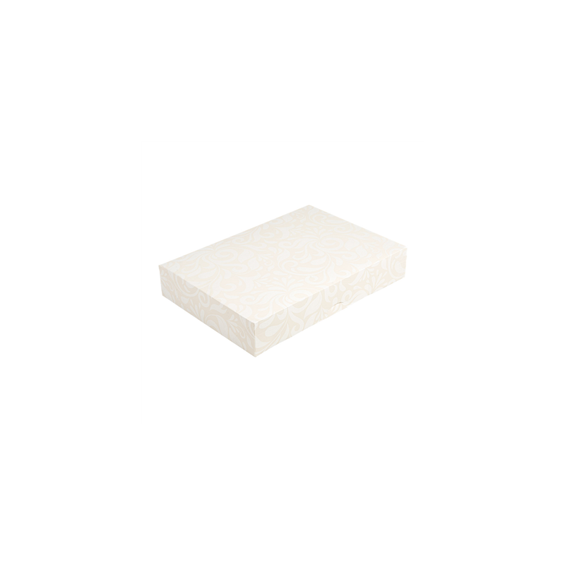 BOÎTES CATERING, PLATE 'THEPACK DAMASCO' 250 G/M2 25x34x6 CM BLANC CARTON ONDULÉ NANO-MICRO (100 UNITÉ) BOÎTES CATERING, PLATE 'THEPACK DAMASCO' 250 G/M2 25x34x6 CM BLANC CARTON ONDULÉ NANO-MICRO (100 UNITÉ)
