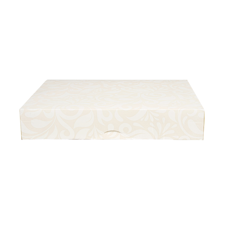 BOÎTES CATERING, PLATE 'THEPACK DAMASCO' 250 G/M2 25x34x6 CM BLANC CARTON ONDULÉ NANO-MICRO (100 UNITÉ)