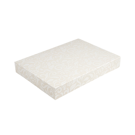 Image BOÎTES CATERING, PLATE 'THEPACK DAMASCO' 310 G/M2 32x42x6 CM BLANC CARTON ONDULÉ NANO-MICRO (100 UNITÉ) #1