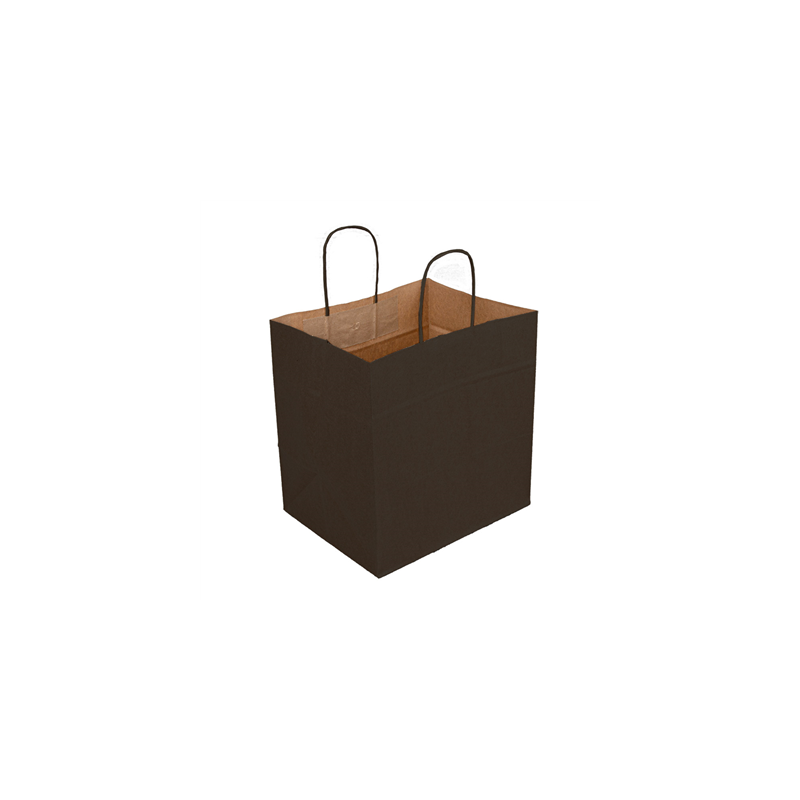 SACS SOS TRAITEUR AVEC ANSES  80 G/M2 26+17x24 CM NOIR KRAFT (250 UNITÉ)