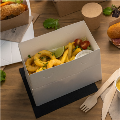 Image BOÎTES REPAS À EMPORTER 'THEPACK' 1 L 250 G/M2 11x18x7 CM BLANC CARTON ONDULÉ NANO-MICRO (300 UNITÉ) #7