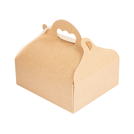 Image BOÎTES AVEC ANSES PÂTISSERIE 'THEPACK' 240 G/M2 16x18x7 CM NATUREL CARTON ONDULÉ NANO-MICRO (200 UNITÉ) #1