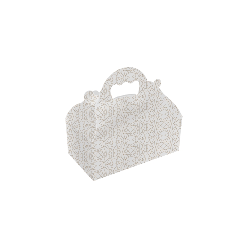 BOÎTES AVEC ANSES PÂTISSERIE 'THEPACK DECO' 250 G/M2 10x18x7 CM BLANC CARTON ONDULÉ NANO-MICRO (50 UNITÉ)