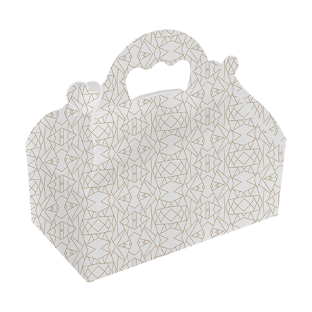 Image BOÎTES AVEC ANSES PÂTISSERIE 'THEPACK DECO' 250 G/M2 10x18x7 CM BLANC CARTON ONDULÉ NANO-MICRO (50 UNITÉ) #1