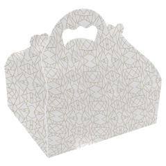 Image BOÎTES AVEC ANSES PÂTISSERIE 'THEPACK DECO' 250 G/M2 16x18x7 CM BLANC CARTON ONDULÉ NANO-MICRO (50 UNITÉ) #1