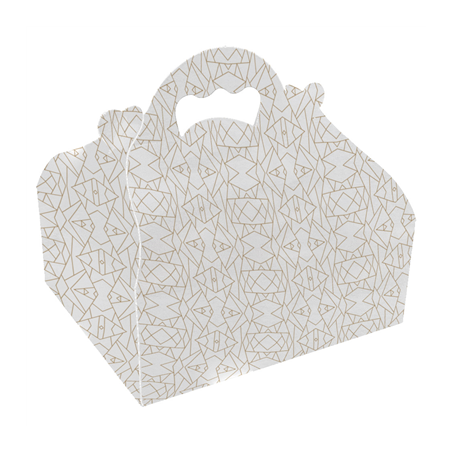 Image BOÎTES AVEC ANSES PÂTISSERIE 'THEPACK DECO' 250 G/M2 20x18x7 CM BLANC CARTON ONDULÉ NANO-MICRO (50 UNITÉ) #1