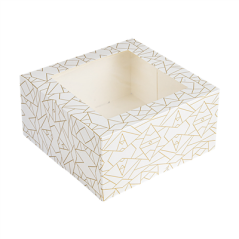 Image BOÎTES PATISSERIES AVEC FENÊTRE 'THEPACK DECO' 250 G/M2 + OPP 16x16x8 CM BLANC CARTON ONDULÉ NANO-MICRO (50 UNITÉ) #1
