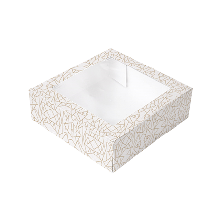 Image BOÎTES PATISSERIES AVEC FENÊTRE 'THEPACK DECO' 250 G/M2 + OPP 26x26x8 CM BLANC CARTON ONDULÉ NANO-MICRO (50 UNITÉ) #1