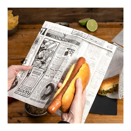 PAPIER INGRAISSABLES OUVERT 2 CÔTÉS ALLWRAP 'TIMES' 32 G/M2 26x25/15 CM BLANC PARCH.INGRAISSABLE (500 UNITÉ)