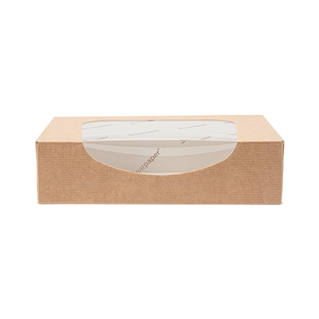RÉCIPIENTS SUSHI+FÊNETRE ECO 'THEPACK' 220 G/M2 17,5x12x4,5 CM NATUREL CARTON ONDULÉ NANO-MICRO (400 UNITÉ)