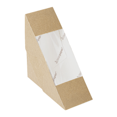 Image BOÎTES SANDWICH AVEC FENÊTRE ECO - SIMPLE 'THEPACK' 220 G/M2 12,4x12,4x5,5 CM NATUREL CARTON ONDULÉ NANO-MICRO (500 UNITÉ)