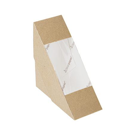 Image BOÎTES SANDWICH AVEC FENÊTRE ECO - SIMPLE 'THEPACK' 220 G/M2 12,4x12,4x5,5 CM NATUREL CARTON ONDULÉ NANO-MICRO (500 UNITÉ)