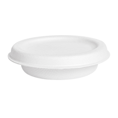 Image MINI POTS + COUVERCLES 'BIONIC' 30 ML Ø 6,2x2+0,7 CM BLANC BAGASSE (1000 UNITÉ) #1