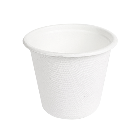 MINI POTS + COUVERCLES 'BIONIC' 90 ML Ø 6,2x5,2+0,7 CM BLANC BAGASSE (1000 UNITÉ)