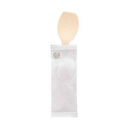 Image CUILLÈRES À GLACES EN SACHET  6,6 CM NATUREL BOIS (100 UNITÉ) #1