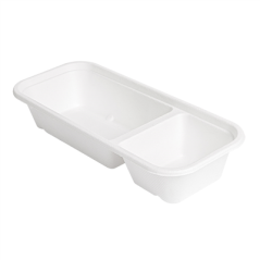 Image PLATEAUX 2 COMPART 'BIONIC' 500 ML 22,5x9,6x4,3 CM BLANC BAGASSE (600 UNITÉ) #1