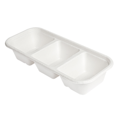 Image PLATEAUX 3 COMPART 'BIONIC' 500 ML 22,5x9,6x4,3 CM BLANC BAGASSE (600 UNITÉ) #1