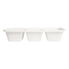 PLATEAUX 3 COMPART 'BIONIC' 500 ML 22,5x9,6x4,3 CM BLANC BAGASSE (600 UNITÉ)