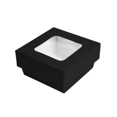 Image PETITES BOÎTES+COUVERCLES AVEC FÊNETRE 200 ML - 6,6 oz 270 + 15 PE G/M2 7x7x4 CM NOIR CARTON (250 UNITÉ) #1