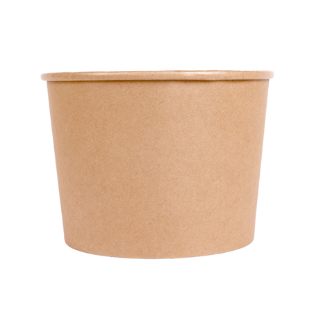 CONTAINERS POULET + COUVERCLES 1920 ML 337 + 18PE G/M2 Ø 16,8/13,9x12,3 CM NATUREL KRAFT (300 UNITÉ)