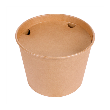 Image CONTAINERS POULET + COUVERCLES 2550 ML 337 + 18PE G/M2 Ø 18,9/14,7x14,9 CM NATUREL KRAFT (300 UNITÉ) #1