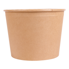 CONTAINERS POULET + COUVERCLES 2550 ML 337 + 18PE G/M2 Ø 18,9/14,7x14,9 CM NATUREL KRAFT (300 UNITÉ)