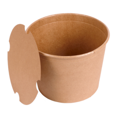Image CONTAINERS POULET + COUVERCLES 2550 ML 337 + 18PE G/M2 Ø 18,9/14,7x14,9 CM NATUREL KRAFT (300 UNITÉ) #5