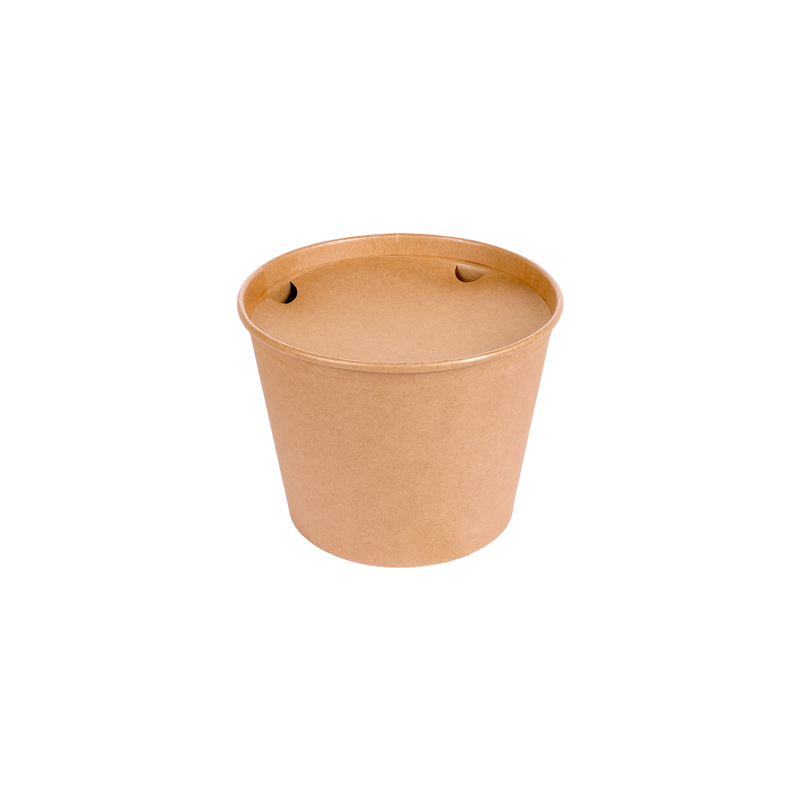 CONTAINERS POULET + COUVERCLES 4500 ML 337 + 18PE G/M2 Ø 21,6/16x16,6 CM NATUREL KRAFT (120 UNITÉ)