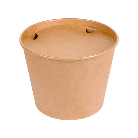 Image CONTAINERS POULET + COUVERCLES 4500 ML 337 + 18PE G/M2 Ø 21,6/16x16,6 CM NATUREL KRAFT (120 UNITÉ) #1