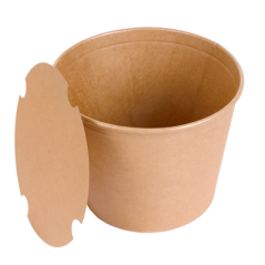 Image CONTAINERS POULET + COUVERCLES 4500 ML 337 + 18PE G/M2 Ø 21,6/16x16,6 CM NATUREL KRAFT (120 UNITÉ) #5