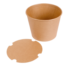 Image CONTAINERS POULET + COUVERCLES 4500 ML 337 + 18PE G/M2 Ø 21,6/16x16,6 CM NATUREL KRAFT (120 UNITÉ) #6