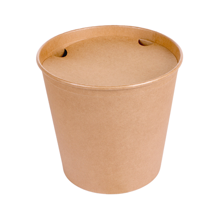Image CONTAINERS POULET + COUVERCLES 5100 ML 337 + 18PE G/M2 Ø 22/16,3x20,9 CM NATUREL KRAFT (120 UNITÉ) #1