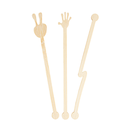 Image AGITATEURS ASSORTIES  14 CM NATUREL BAMBOU (100 UNITÉ) #1