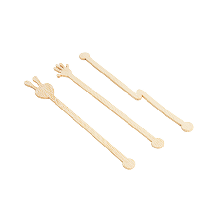 AGITATEURS ASSORTIES  14 CM NATUREL BAMBOU (100 UNITÉ)