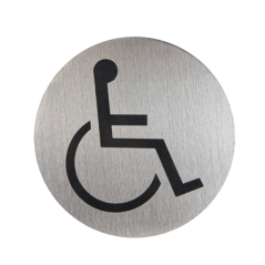 Image PLAQUE AUTOADHESIVE "ACCESSIBLE"  Ø 7,5 CM ARGENTE INOX (1 UNITÉ) #1