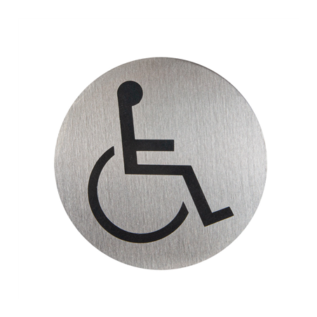 Image PLAQUE AUTOADHESIVE "ACCESSIBLE"  Ø 7,5 CM ARGENTE INOX (1 UNITÉ) #1