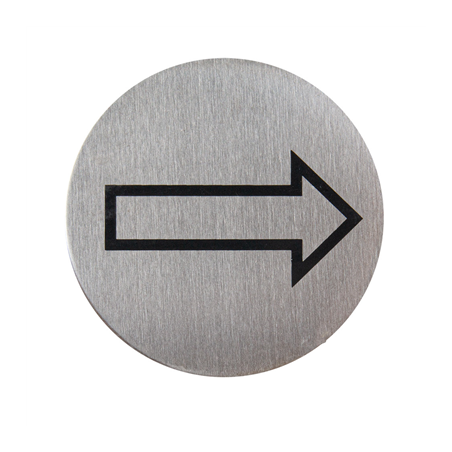 Image PLAQUE AUTOADHESIVE "FLÈCHE DIRECTIONNELLE"  Ø 7,5 CM ARGENTE INOX (1 UNITÉ) #1