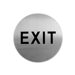 Image PLAQUE AUTOADHESIVE "EXIT"  Ø 7,5 CM ARGENTE INOX (1 UNITÉ) #1