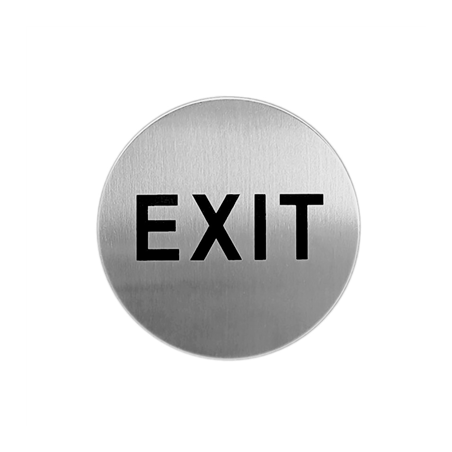 Image PLAQUE AUTOADHESIVE "EXIT"  Ø 7,5 CM ARGENTE INOX (1 UNITÉ) #1
