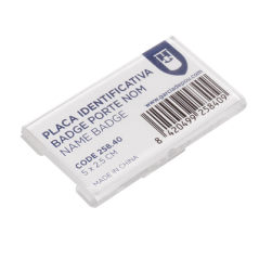 Image BADGE PORTE NOM  5x2,5 CM TRANSPARENT ACRYLIQUE (1 UNITÉ) #1