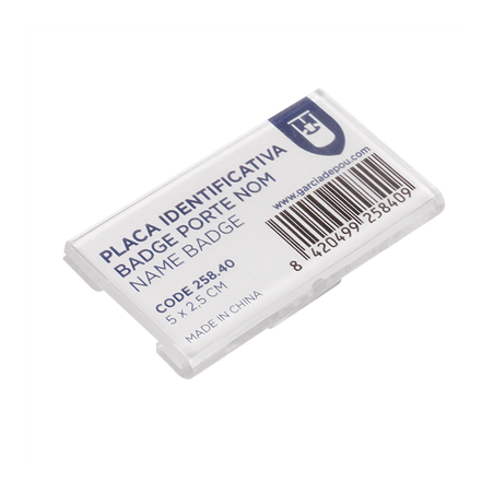 Image BADGE PORTE NOM  5x2,5 CM TRANSPARENT ACRYLIQUE (1 UNITÉ) #1
