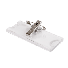 BADGE PORTE NOM AVEC CLIP MÉTALLIQUE  7x2,5 CM TRANSPARENT PS (1 UNITÉ)