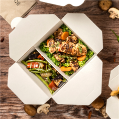 Image BOÎTES AMÉRICAINES 2 COMPART. 'THEPACK' 990 + 990 ML 240 + 12PP G/M2 19,6x14x6,2 CM NATUREL CARTON ONDULÉ NANO-MICRO (200 