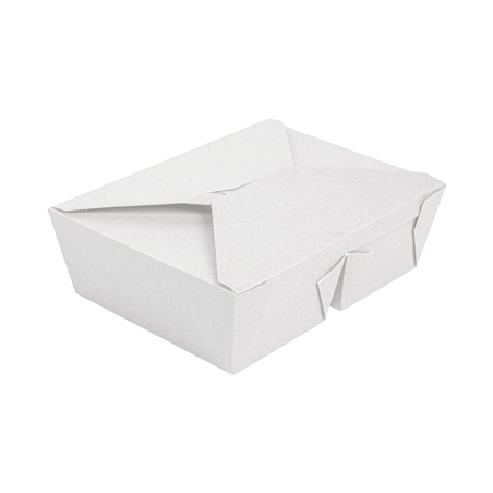 Image BOÎTES AMÉRICAINES 2 COMPART. 'THEPACK' 990 + 990 ML 250 + 12PP G/M2 19,6x14x6,2 CM BLANC CARTON ONDULÉ NANO-MICRO (200 UN