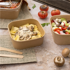 Image RÉCIPIENTS CARRÉS 1000 ML 320 + 26 PE G/M2 16,7x16,7x5,5 CM NATUREL KRAFT (300 UNITÉ) #4