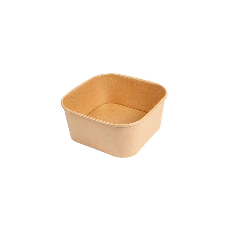 RÉCIPIENTS CARRÉS 1410 ML 320 + 26 PE G/M2 16,7x16,7x7,5 CM NATUREL KRAFT (300 UNITÉ)