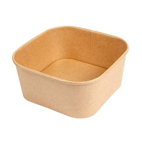 Image RÉCIPIENTS CARRÉS 1410 ML 320 + 26 PE G/M2 16,7x16,7x7,5 CM NATUREL KRAFT (300 UNITÉ) #1
