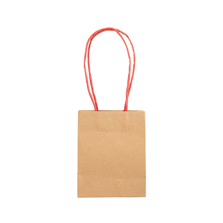 SACS SOS AVEC ANSES EN PAPIER ROUGE  110 G/M2 12+6,5x15 CM NATUREL KRAFT (100 UNITÉ)