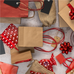 Image SACS SOS AVEC ANSES EN PAPIER ROUGE  110 G/M2 12+6,5x15 CM NATUREL KRAFT (100 UNITÉ) #4