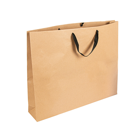 Image SACS SOS AVEC ANSES EN COTON NOIR  110 G/M2 52+10x42 CM NATUREL KRAFT (50 UNITÉ) #1